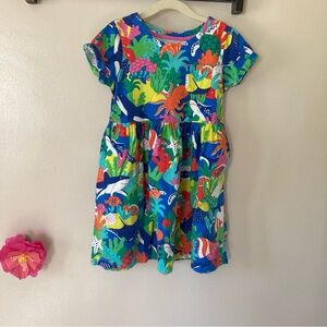Mini Boden Blue and Green Ocean Print Kids Dress